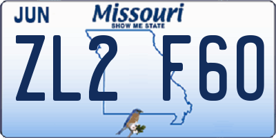 MO license plate ZL2F6O