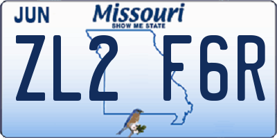 MO license plate ZL2F6R