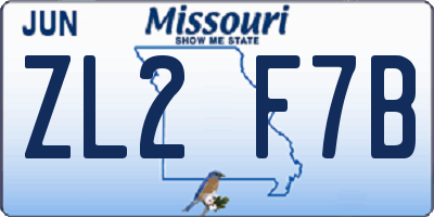MO license plate ZL2F7B