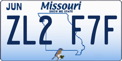 MO license plate ZL2F7F