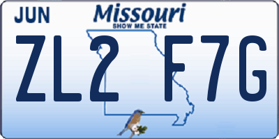 MO license plate ZL2F7G