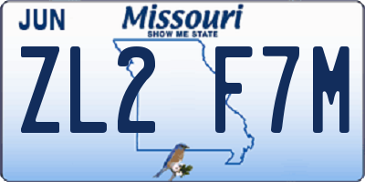 MO license plate ZL2F7M