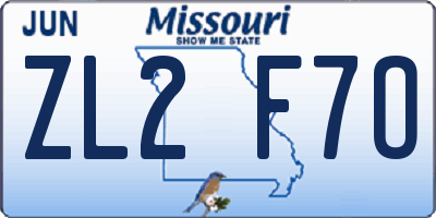 MO license plate ZL2F7O