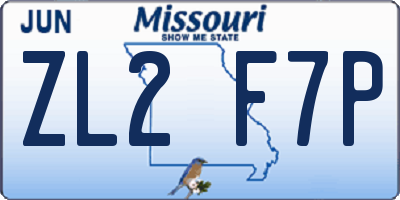MO license plate ZL2F7P