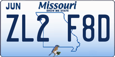 MO license plate ZL2F8D