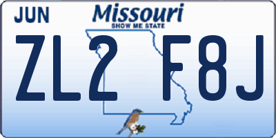 MO license plate ZL2F8J