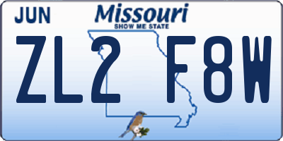 MO license plate ZL2F8W