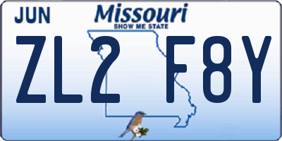 MO license plate ZL2F8Y