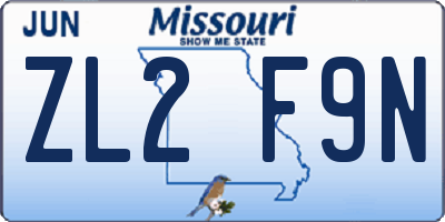 MO license plate ZL2F9N