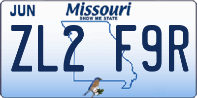 MO license plate ZL2F9R