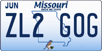 MO license plate ZL2G0G