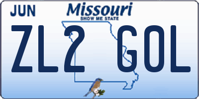 MO license plate ZL2G0L