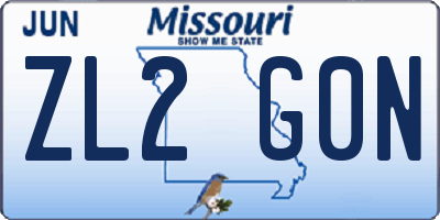 MO license plate ZL2G0N