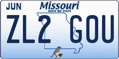 MO license plate ZL2G0U