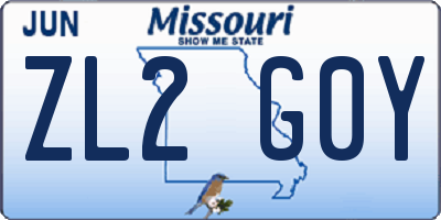 MO license plate ZL2G0Y