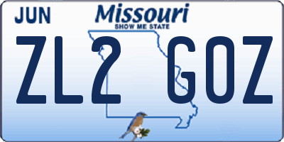 MO license plate ZL2G0Z