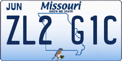 MO license plate ZL2G1C