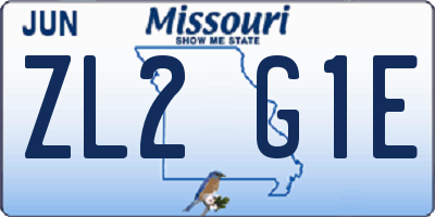 MO license plate ZL2G1E