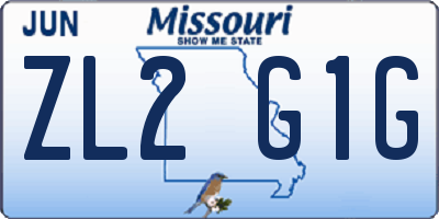 MO license plate ZL2G1G