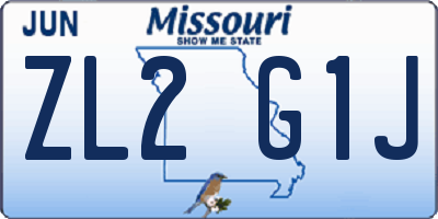 MO license plate ZL2G1J