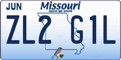 MO license plate ZL2G1L