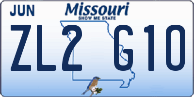 MO license plate ZL2G1O