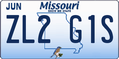 MO license plate ZL2G1S