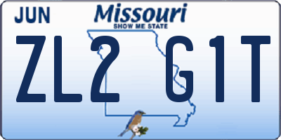 MO license plate ZL2G1T