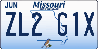 MO license plate ZL2G1X