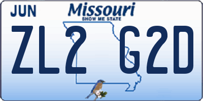 MO license plate ZL2G2D