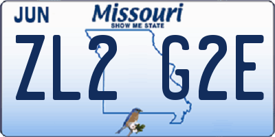 MO license plate ZL2G2E