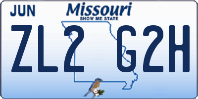 MO license plate ZL2G2H
