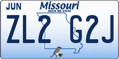 MO license plate ZL2G2J