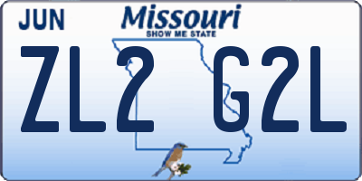 MO license plate ZL2G2L