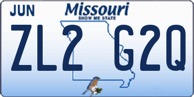 MO license plate ZL2G2Q