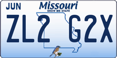 MO license plate ZL2G2X