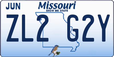 MO license plate ZL2G2Y