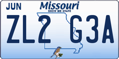 MO license plate ZL2G3A