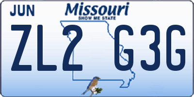 MO license plate ZL2G3G