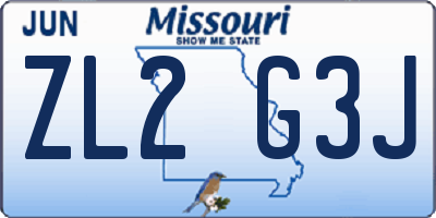 MO license plate ZL2G3J