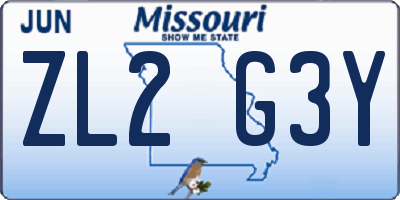 MO license plate ZL2G3Y