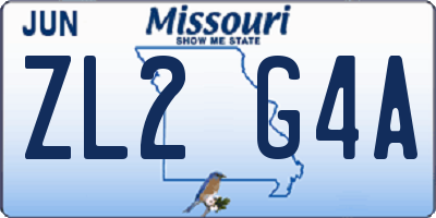 MO license plate ZL2G4A