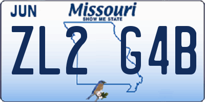 MO license plate ZL2G4B