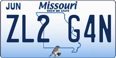 MO license plate ZL2G4N