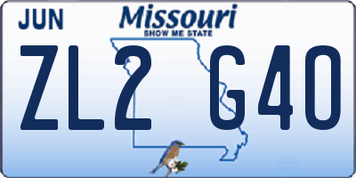 MO license plate ZL2G4O