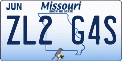 MO license plate ZL2G4S