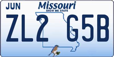 MO license plate ZL2G5B