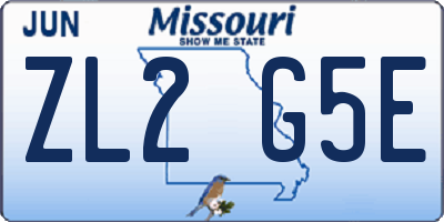 MO license plate ZL2G5E