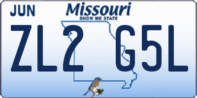 MO license plate ZL2G5L