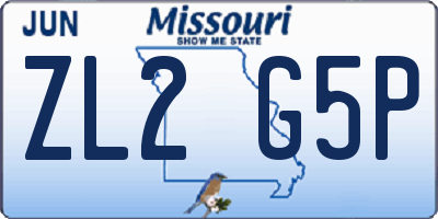 MO license plate ZL2G5P